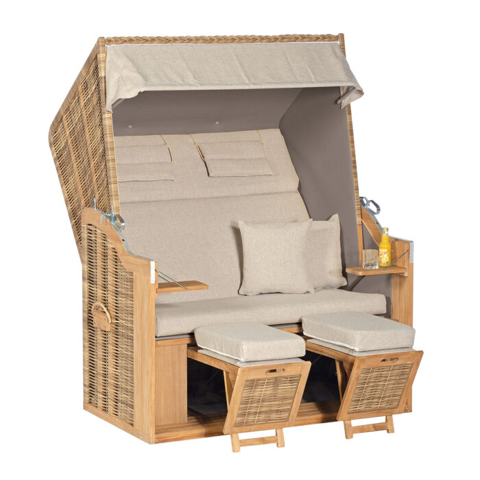 Strandkorb Rustikal 34 Z Teak XL beige/sand