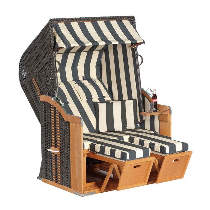 Strandkorb Rustikal 250 Plus anthrazit/beige gestreift
