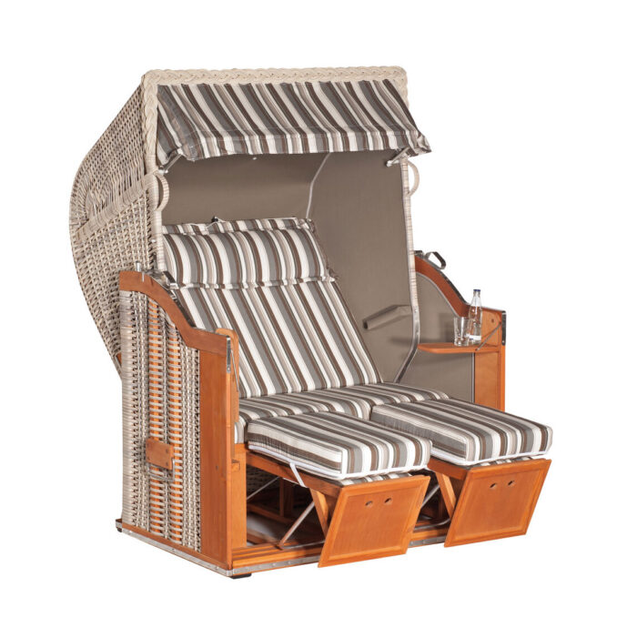 Strandkorb Classic 2-Sitzer braun/gestreift